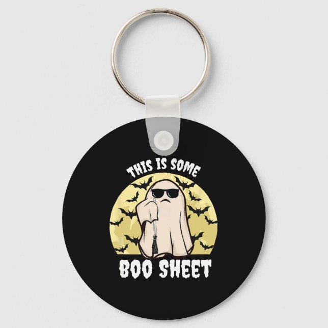 This Is Some Boo Sheet Halloween Ghost No Time To  Keychain (Front)