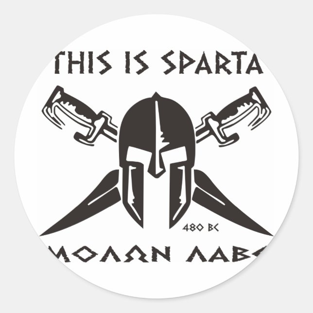 This is Sparta - Molon Lave - Black Classic Round Sticker (Front)