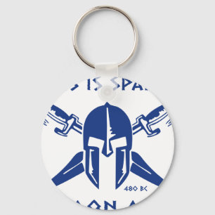 This is Sparta - Molon Lave - Blue Keychain