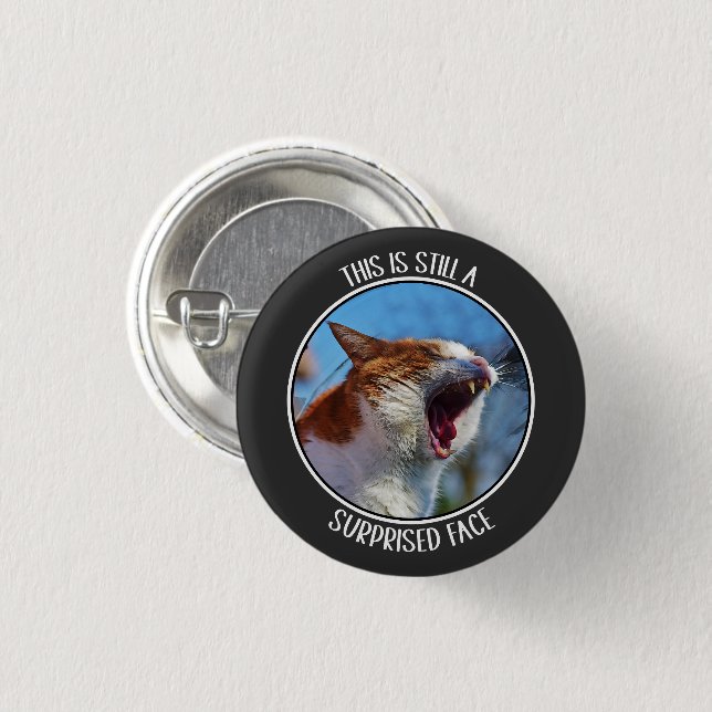 This is Still A Surprised Face Funny Cute Cat Meme 1 Inch Round Button (Front & Back)
