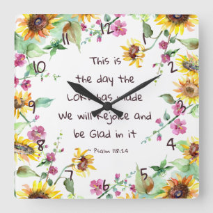 This is the Day the Lord has Made Psalm 118:24 Square Wall Clock