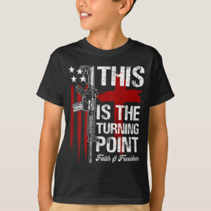 This Is The Turning Int Faith Cross Us Flag Patrio T-Shirt