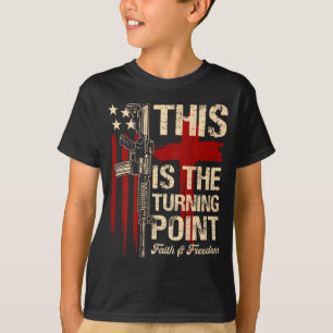 This Is The Turning Int Faith Cross Us Flag Patrio T-Shirt