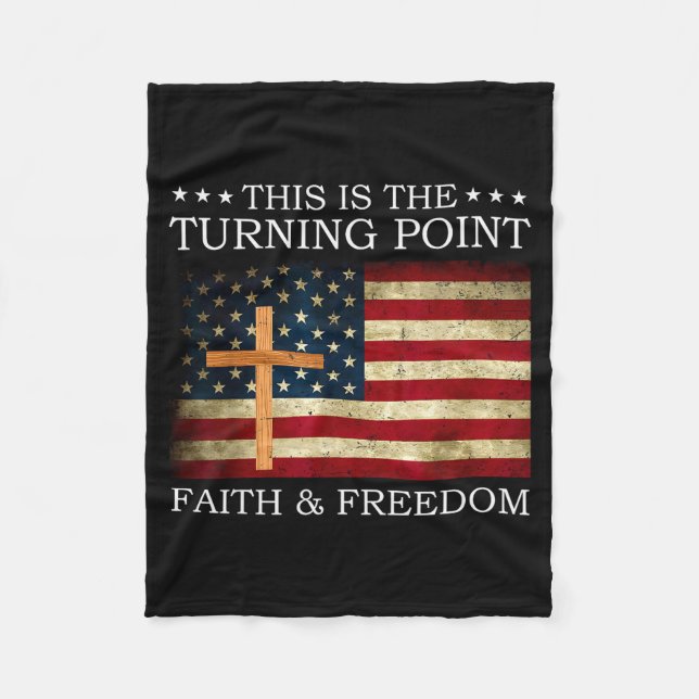 This Is The Turning Point Patriotic Christian Fait Fleece Blanket (Front)