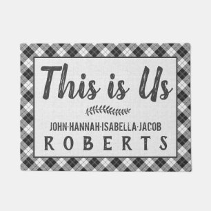 This is Us Black White Buffalo Check Plaid Custom  Doormat