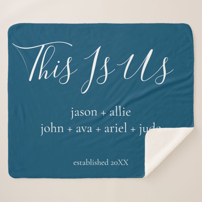 This Is Us | Family Names Personalized Sherpa Blanket (Front (Horizontal))