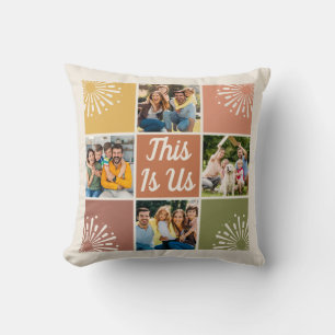 This Is Us Mid-Century 4 Photo Collage Family Throw Pillow