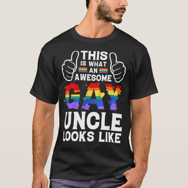 This Is What A Gay Uncle Looks Like Lgbtq Pride Mo T-Shirt (Front)