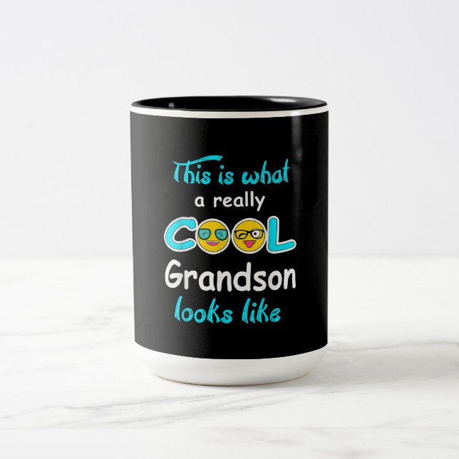 This Is What A Really Cool Grandson Looks Like Two-Tone Coffee Mug (Center)
