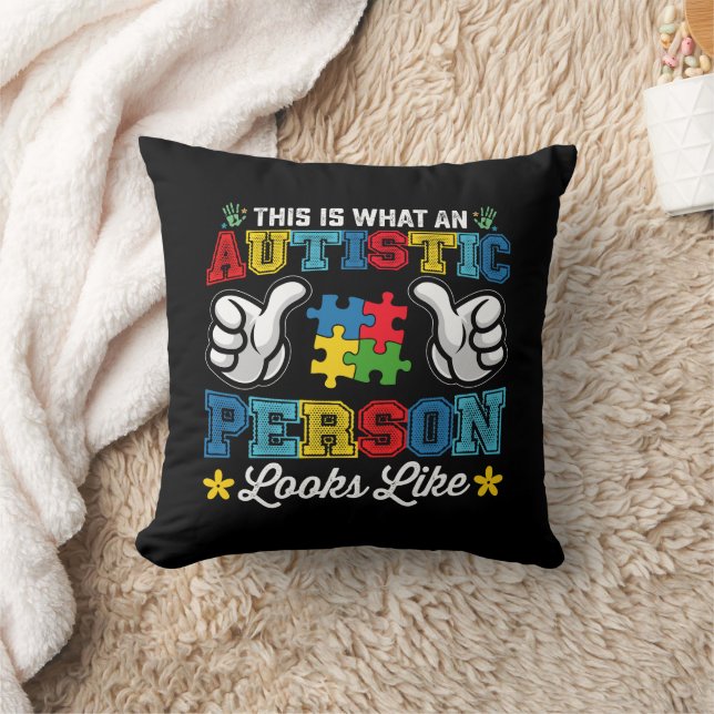 This Is What An Autistic Person Looks Like Autism Throw Pillow (Blanket)