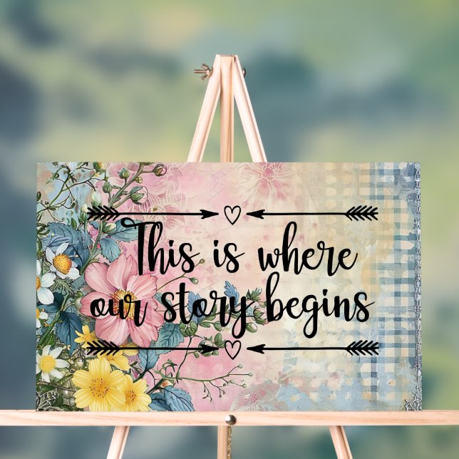 This Is Where Our Story Begins Quote Acrylic Sign (Neutral)