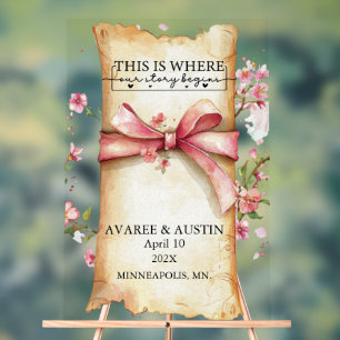 This Is Where Our Story Begins Wedding   Acrylic Sign