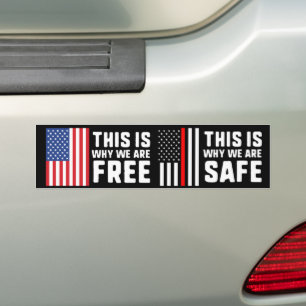 This Is Why We Are Free Safe Red Line Firefighters Bumper Sticker