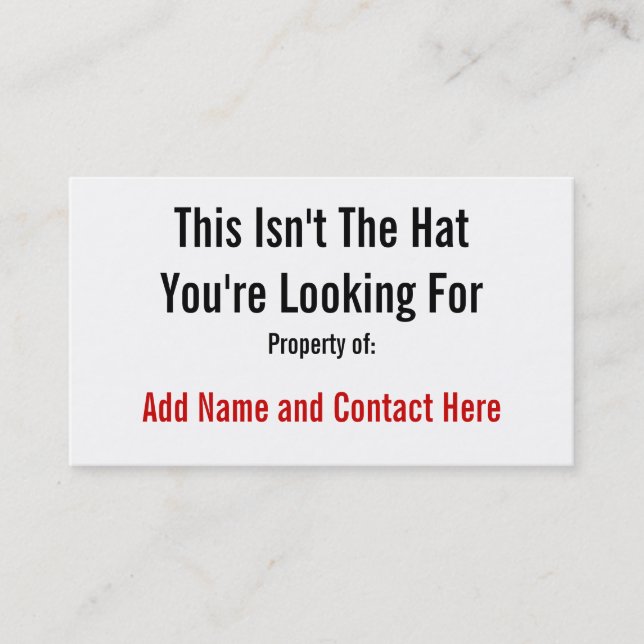 This Isn't The Hat Business Card (Front)