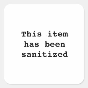 This item has been sanitized square sticker