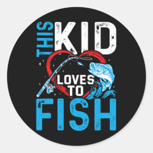 This Kid Loves To Fish Fishing Boys Classic Round Sticker