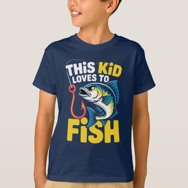 This Kid Loves to Fish Fishing Children Fisherman T-Shirt (Front)