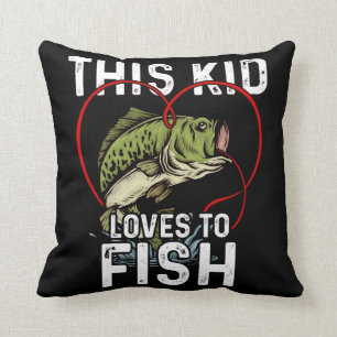 This Kid Loves to Fish Fishing Children Fisherman Throw Pillow