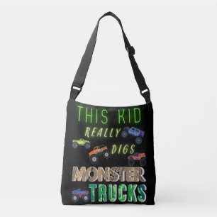 This Kid Really Digs Monster Trucks Crossbody Bag