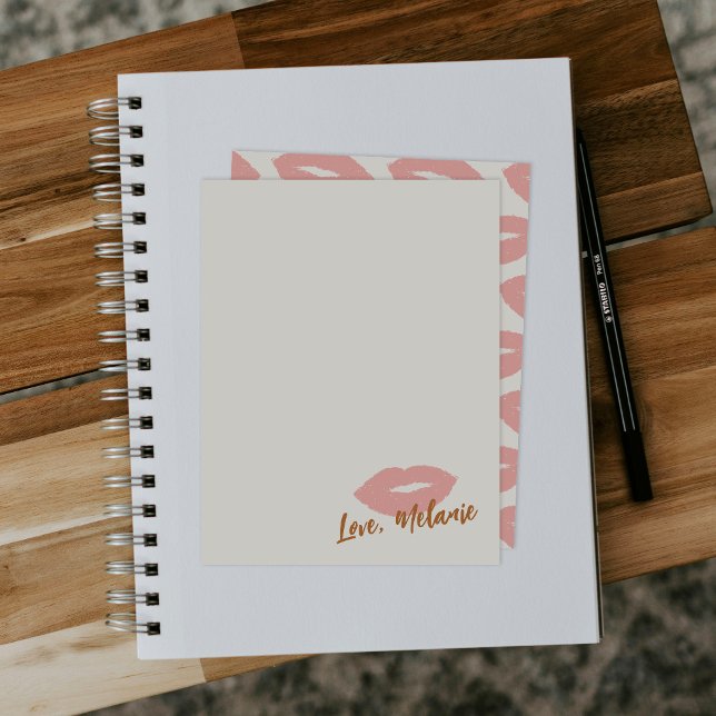 This Kiss Script Stationery Note Card - Peach (Creator Uploaded)