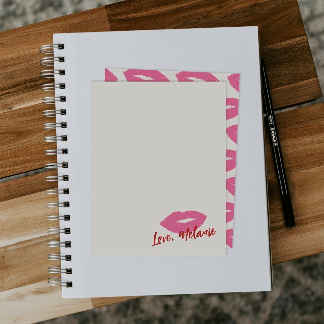 This Kiss Script Stationery Note Card - Pink (Creator Uploaded)