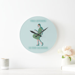 This Kitchen is for Dancing Green Woman Poster Large Clock