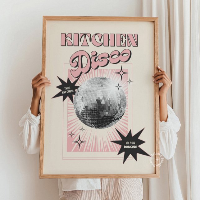This Kitchen Is for Dancing Poster Disco Poster (This Kitchen Is for Dancing Poster – Disco Kitchen wall art Print
)