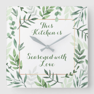 This Kitchen is Seasoned with Love Square Wall Clock