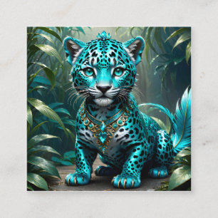 This little baby is a surreal fantasy jaguar square business card