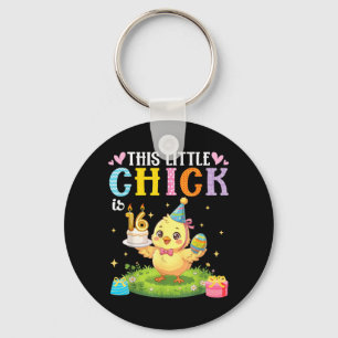 This Little Chick is 16 Years Old Birthday Easter Keychain