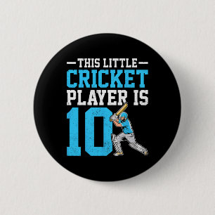 This Little Cricket Player Is 10 Years Old 10th Bi 2 Inch Round Button