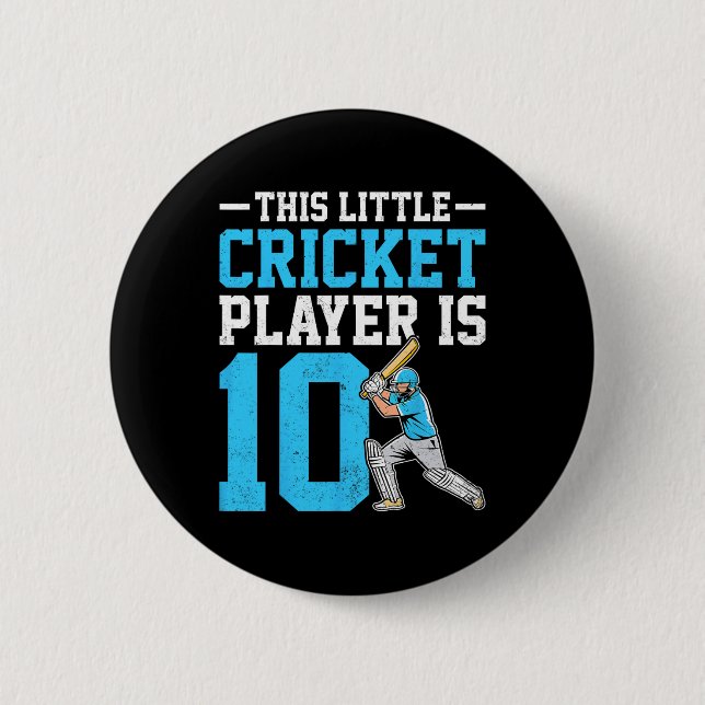 This Little Cricket Player Is 10 Years Old 10th Bi 2 Inch Round Button (Front)