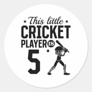 This Little Cricket Player Is 5 Years Old - 5th Bi Classic Round Sticker