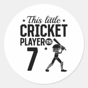 This Little Cricket Player Is 7 Years Old - 7th Bi Classic Round Sticker
