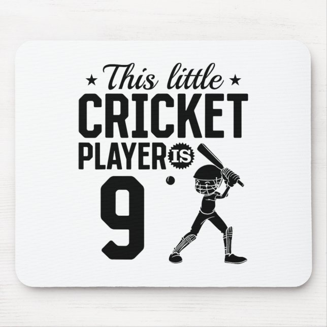This Little Cricket Player Is 9 Years Old - 9th Bi Mouse Pad (Front)