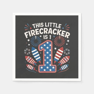 This Little Firecracker is 1 Birdtday 4th of July Napkin