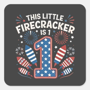 This Little Firecracker is 1 Birdtday 4th of July Square Sticker