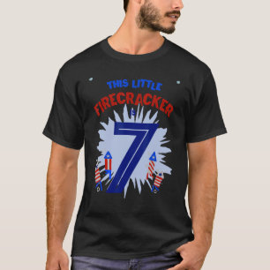 This Little Firecracker Is Seven Girl Boy 7th Birt T-Shirt