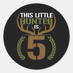 This Little Hunter Is 5 Years Old 5th Birthday Dee Classic Round Sticker
