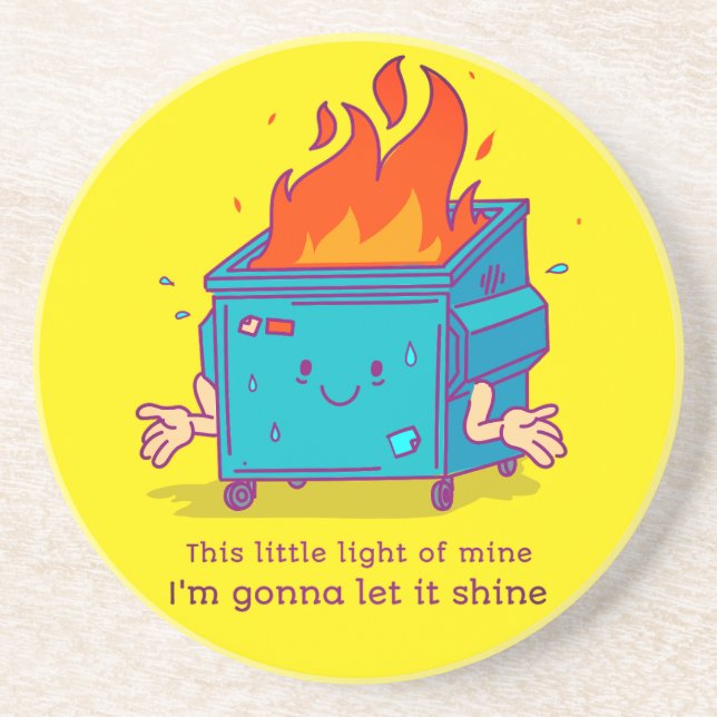 This Little Light: Dumpster Fire Sandstone Coaster (Front)