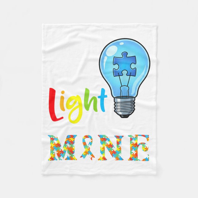 This Little Light Of Mine Autism Awareness Support Fleece Blanket (Front)