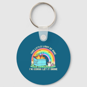 This little light of raccoon dumpster fire meme keychain