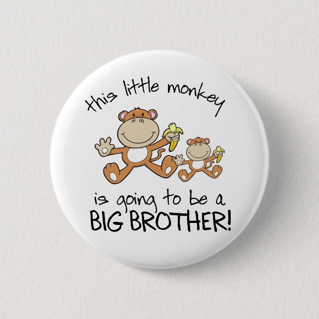 this little monkey big brother 2 inch round button (Front)