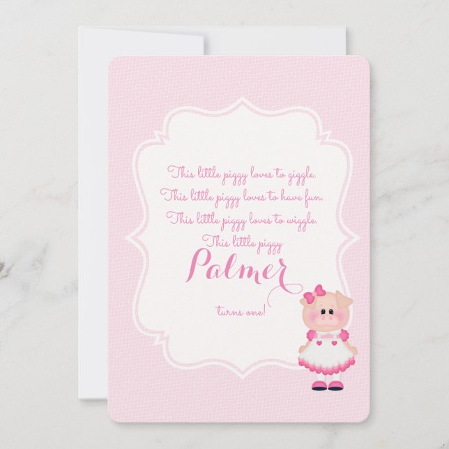 "This Little Piggy" First Birthday Invite (Front)