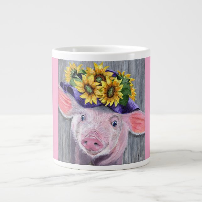 This Little Piggy Original Painting Large Coffee Mug (Front)