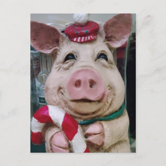 THIS LITTLE PIGGY SAYS MERRY CHRISTMAS HOLIDAY POSTCARD