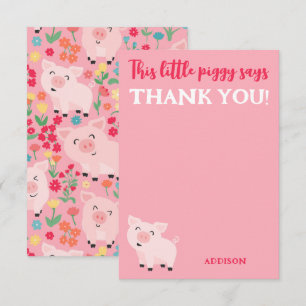 This Little Piggy Says Thank You Farm Animal Card