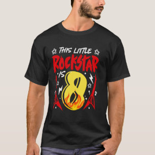 This Little Rock Star Is 8 Kids Guitar 8th Birthda T-Shirt