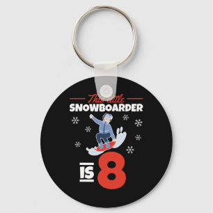 This Little Snowboarder Is 8 I 8th Birthday Snowbo Keychain