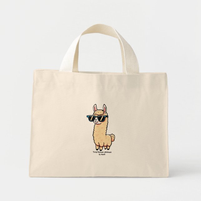 This Llama Drama Is Real quirky pose in sunglasses Mini Tote Bag (Front)